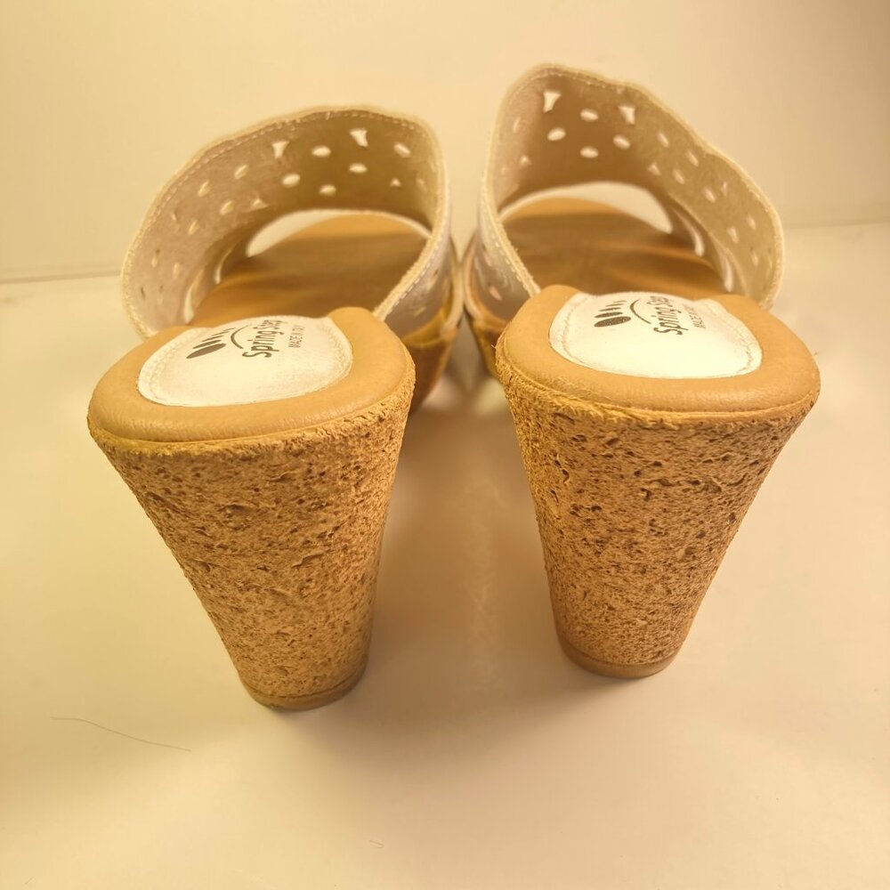 Spring Step Laser Cut Wedge Leather Sandals Size US 7 /  Eur 38 - Picture 5 of 6